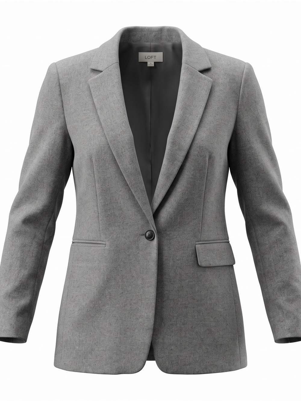 LOFT Heather Gray Fully Lined One-Button Blazer | Size 12